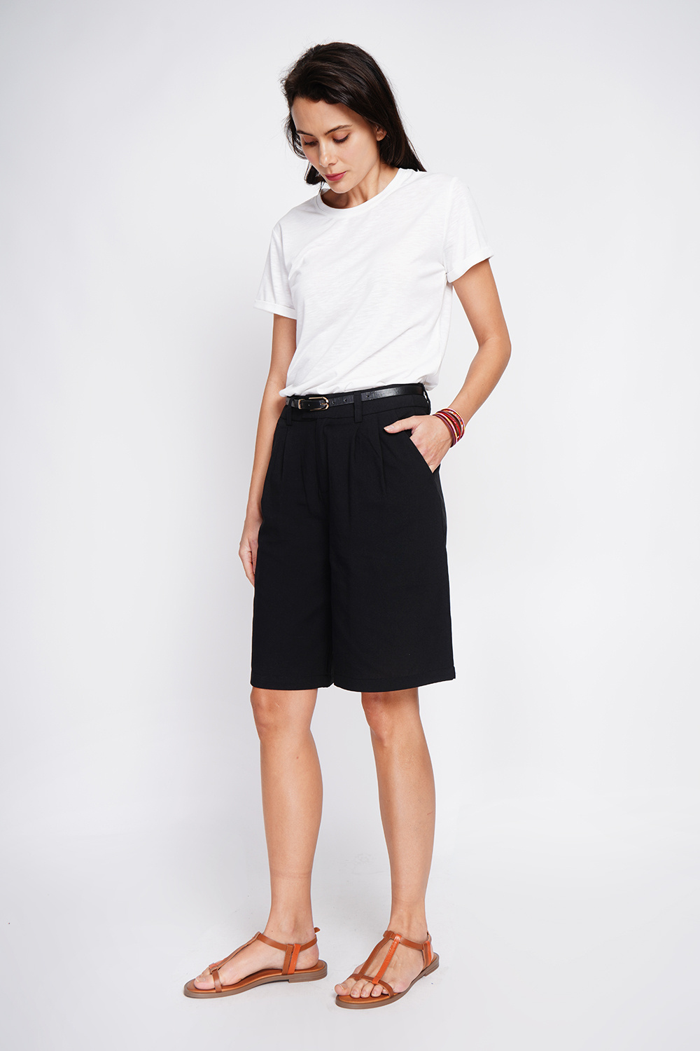 Wholesaler William de Faye - High-waisted Bermuda shorts, straight cut with side pocket