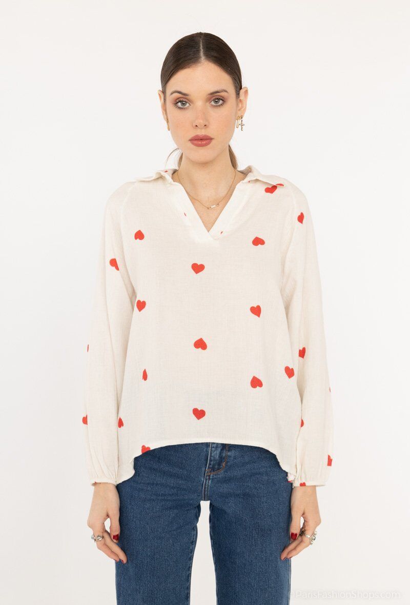 Wholesaler Willow - Cotton gauze heart blouse