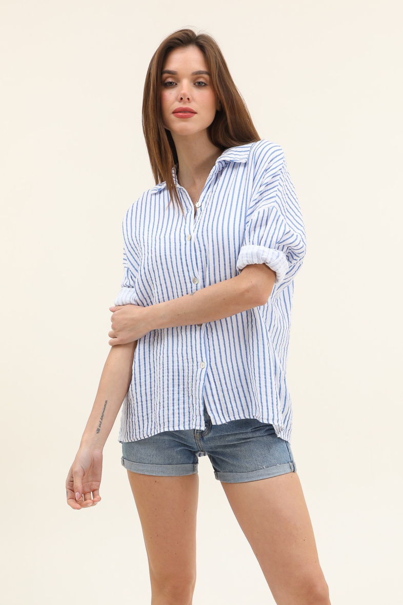 Grossiste Willow - Chemise gaze de coton rayures fines