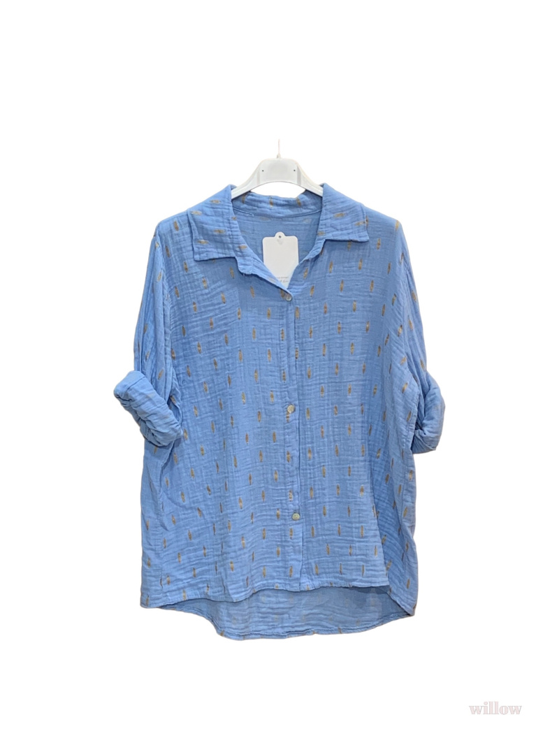 Grossista Willow - Camicia a rombi dorati in chiffon di cotone