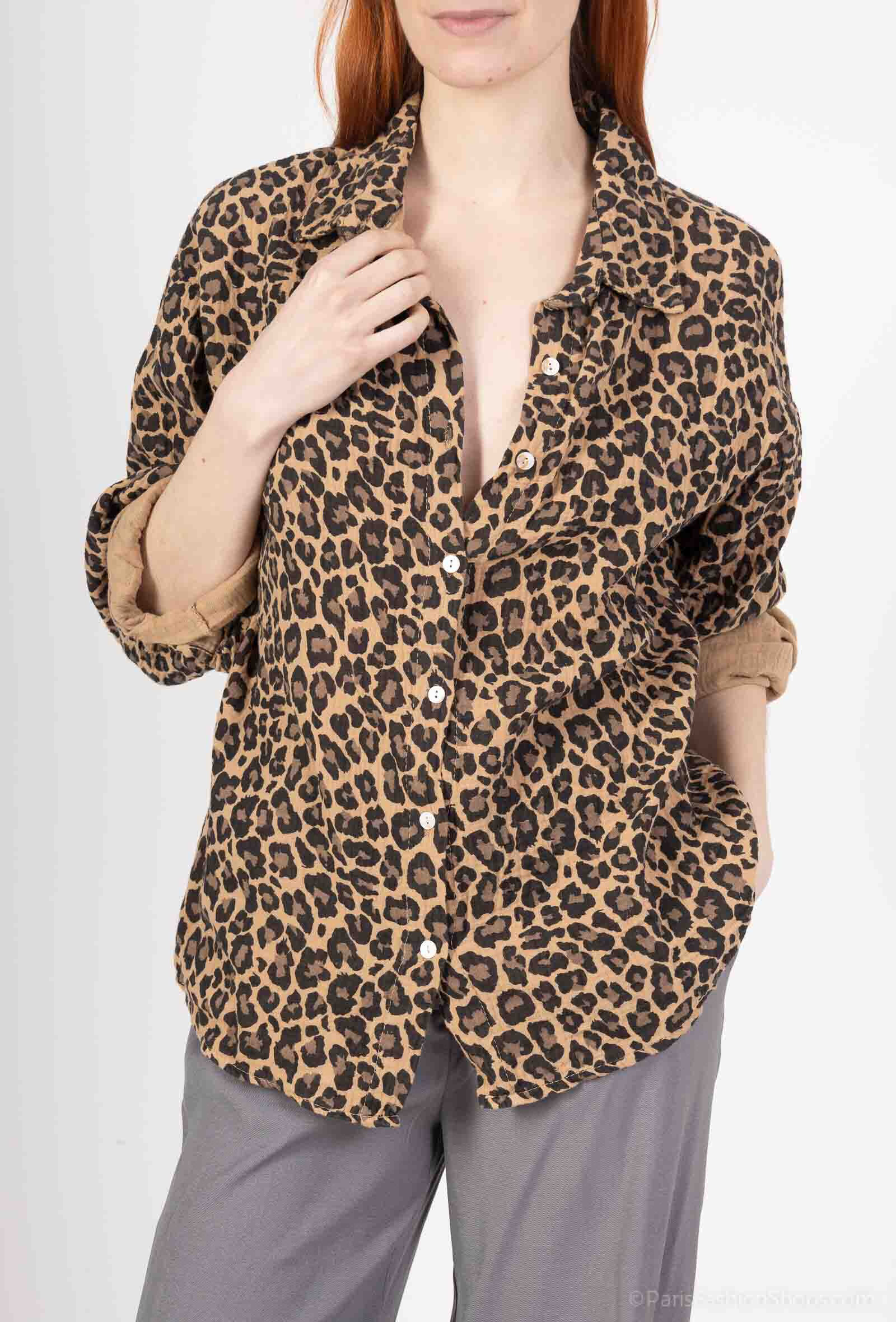 Wholesaler Willow - Leopard cotton gauze shirt