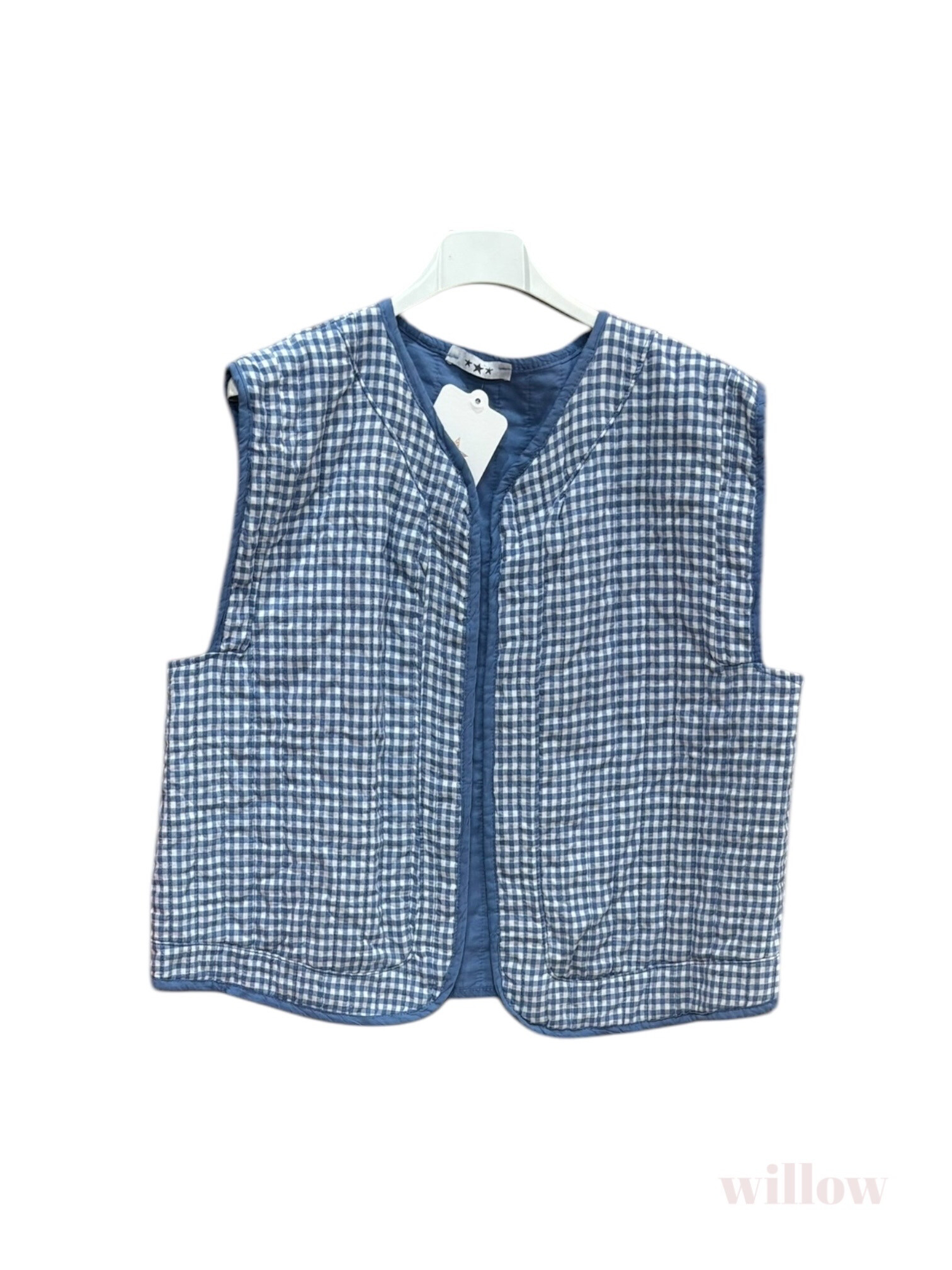 Wholesaler Willow - Sleeveless jacket fine stripes cotton gauze