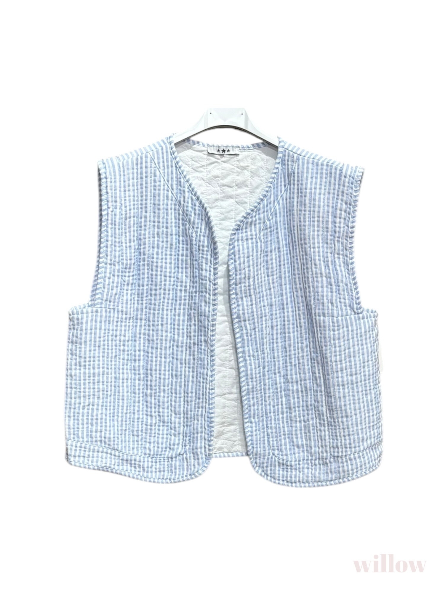 Wholesaler Willow - Sleeveless jacket fine stripes cotton gauze
