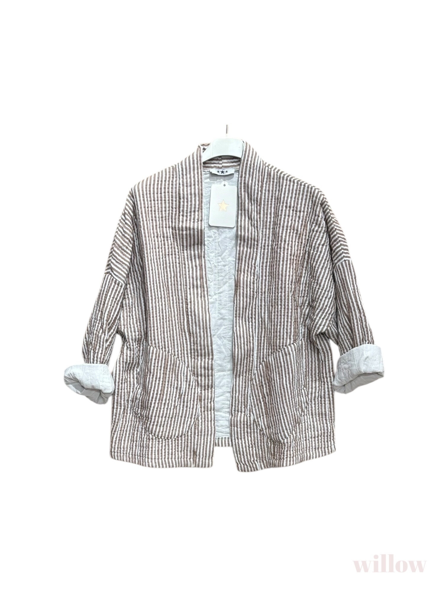 Wholesaler Willow - Sleeveless jacket fine stripes cotton gauze