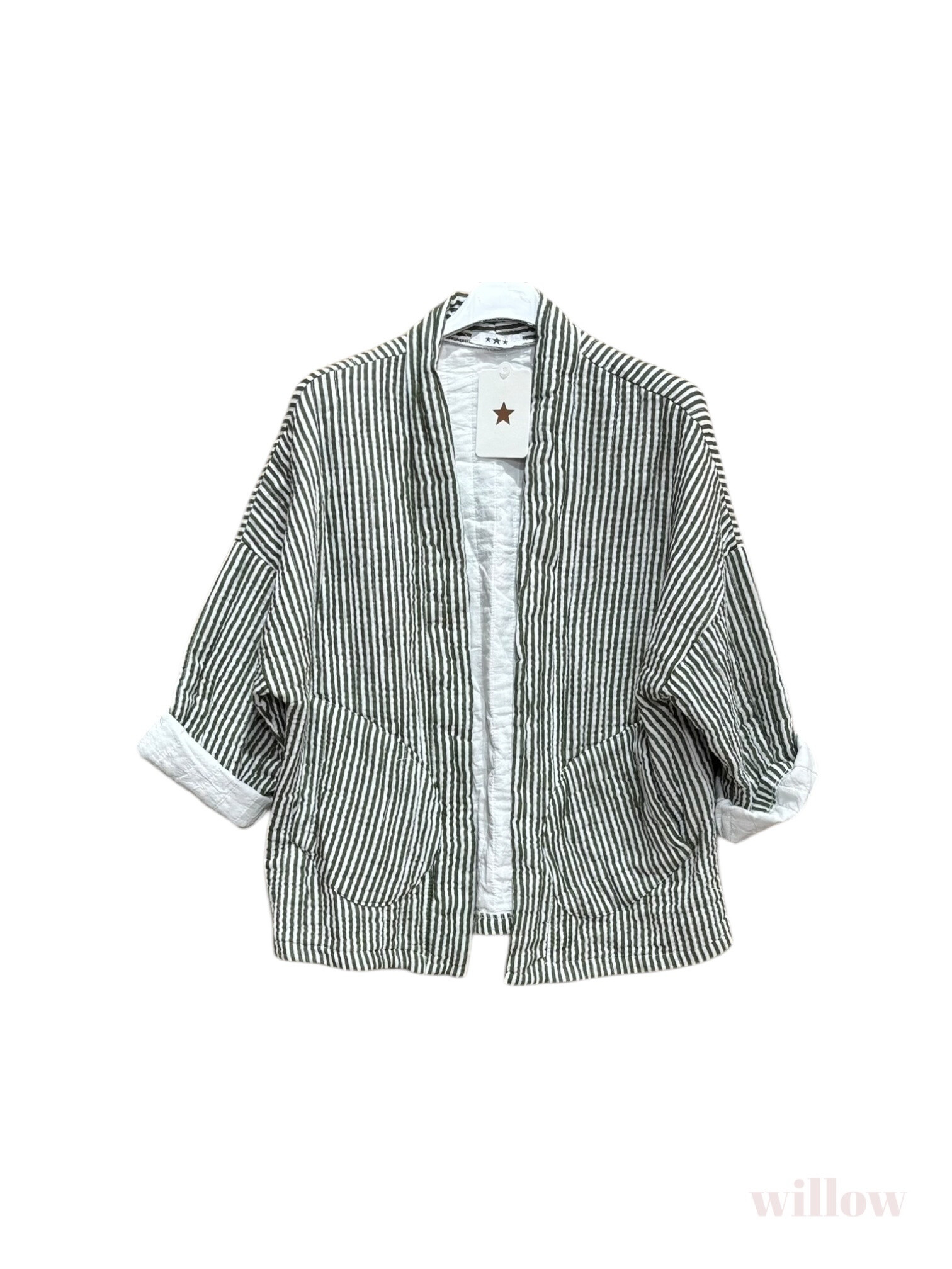 Großhändler Willow - Ärmellose Jacke aus Baumwollgaze mit feinen Streifen