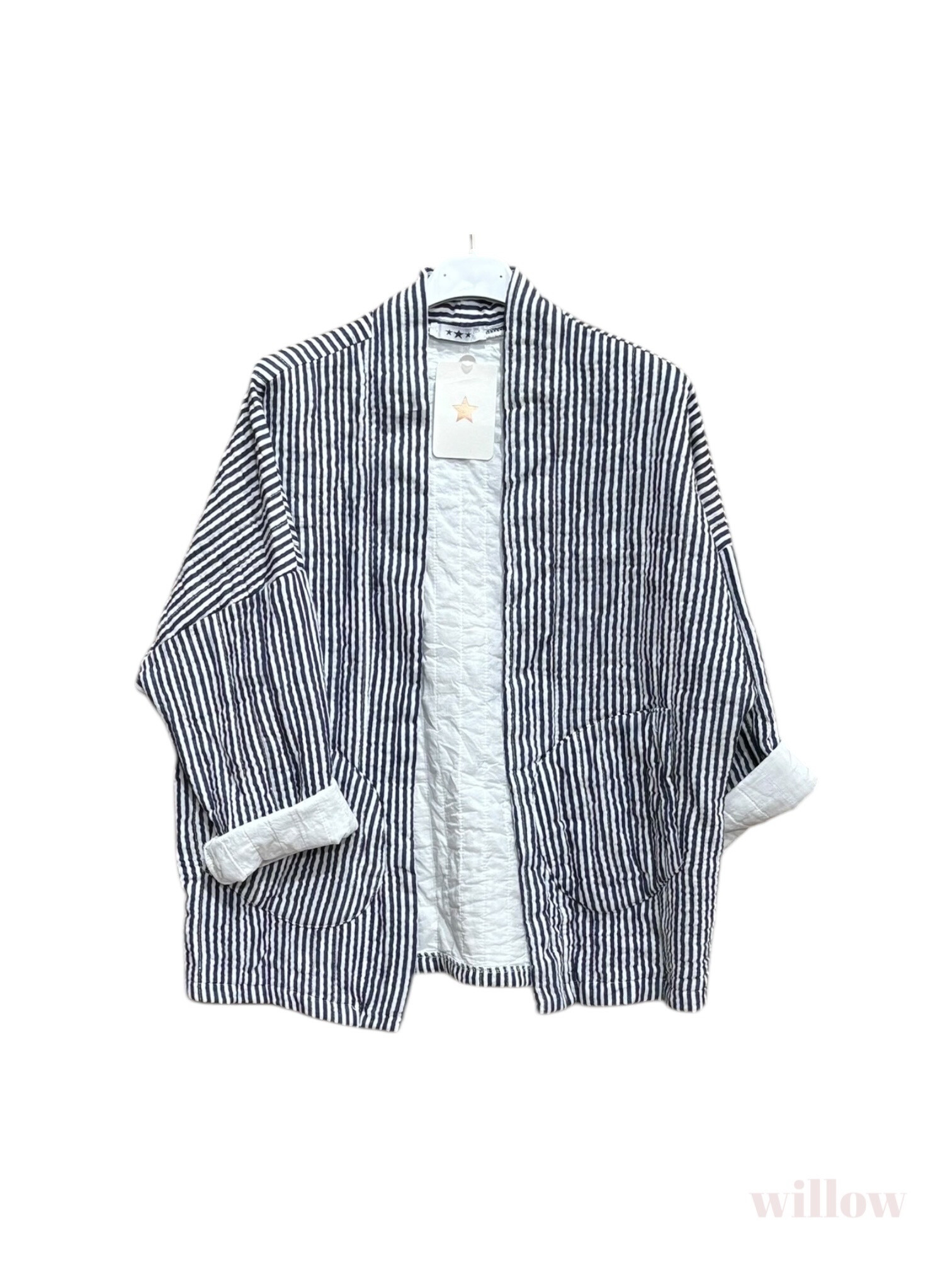 Wholesaler Willow - Sleeveless jacket fine stripes cotton gauze