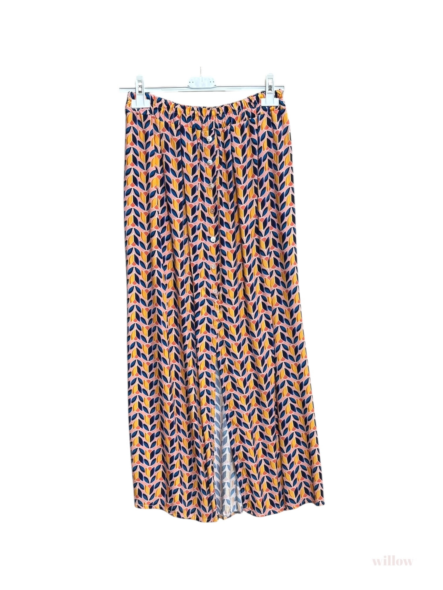 Mayorista Willow - Falda fluida estampada con botones en espiga