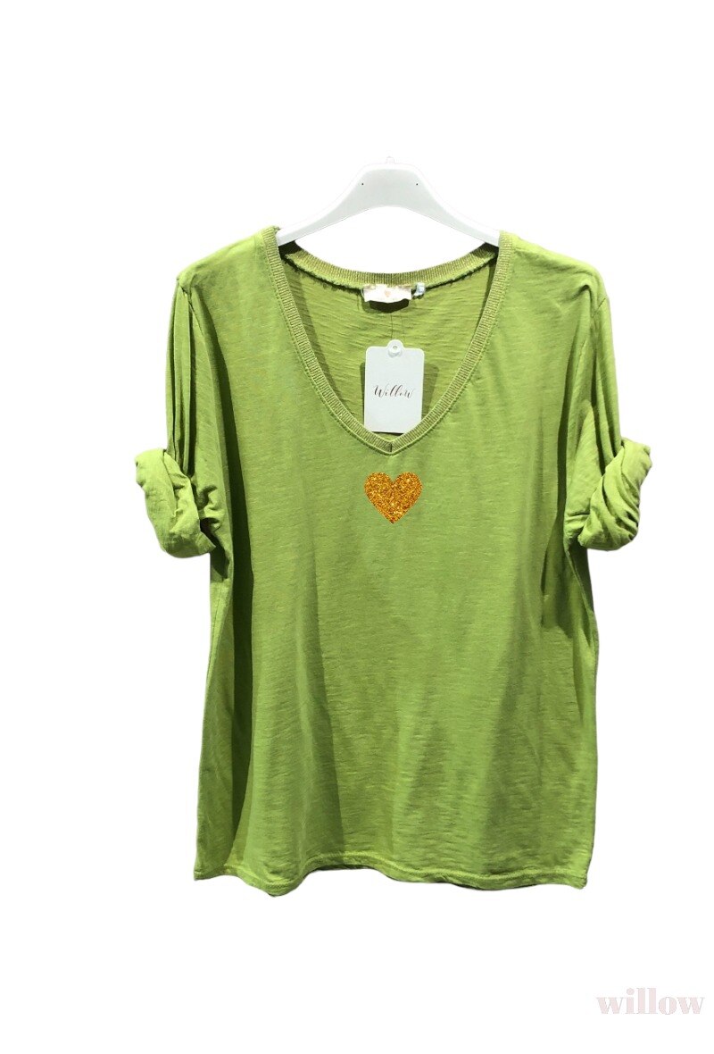 Mayorista Willow - Top cuello lurex mangas largas corazón dorado