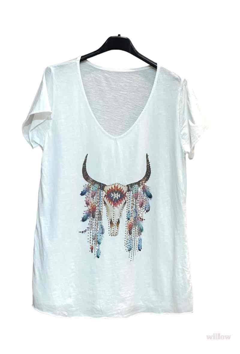 Wholesaler Willow - Bull rhinestone t-shirt