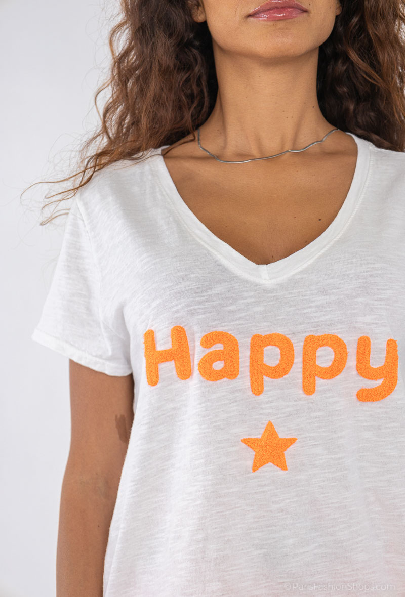 Wholesaler Willow - Happy embroidered t-shirt