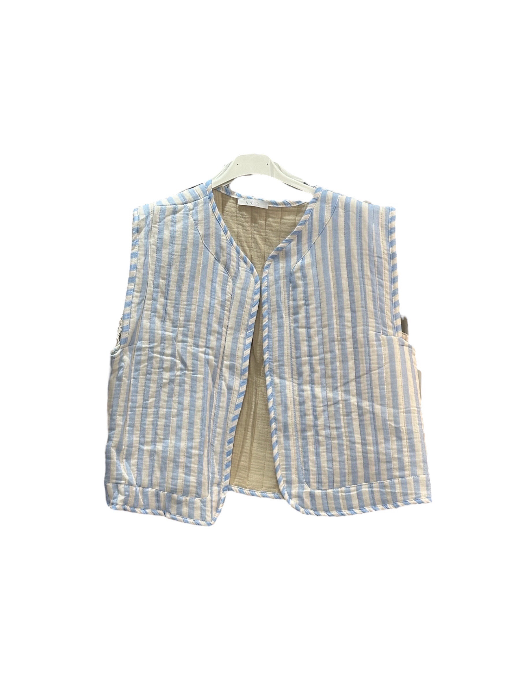 Grossista Willow - Gilet senza maniche in mussola di cotone a righe larghe