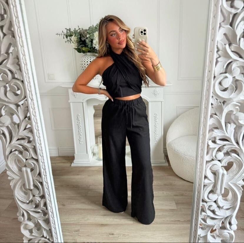 Grossiste Willy Z - Ensemble top croisé avec pantalon