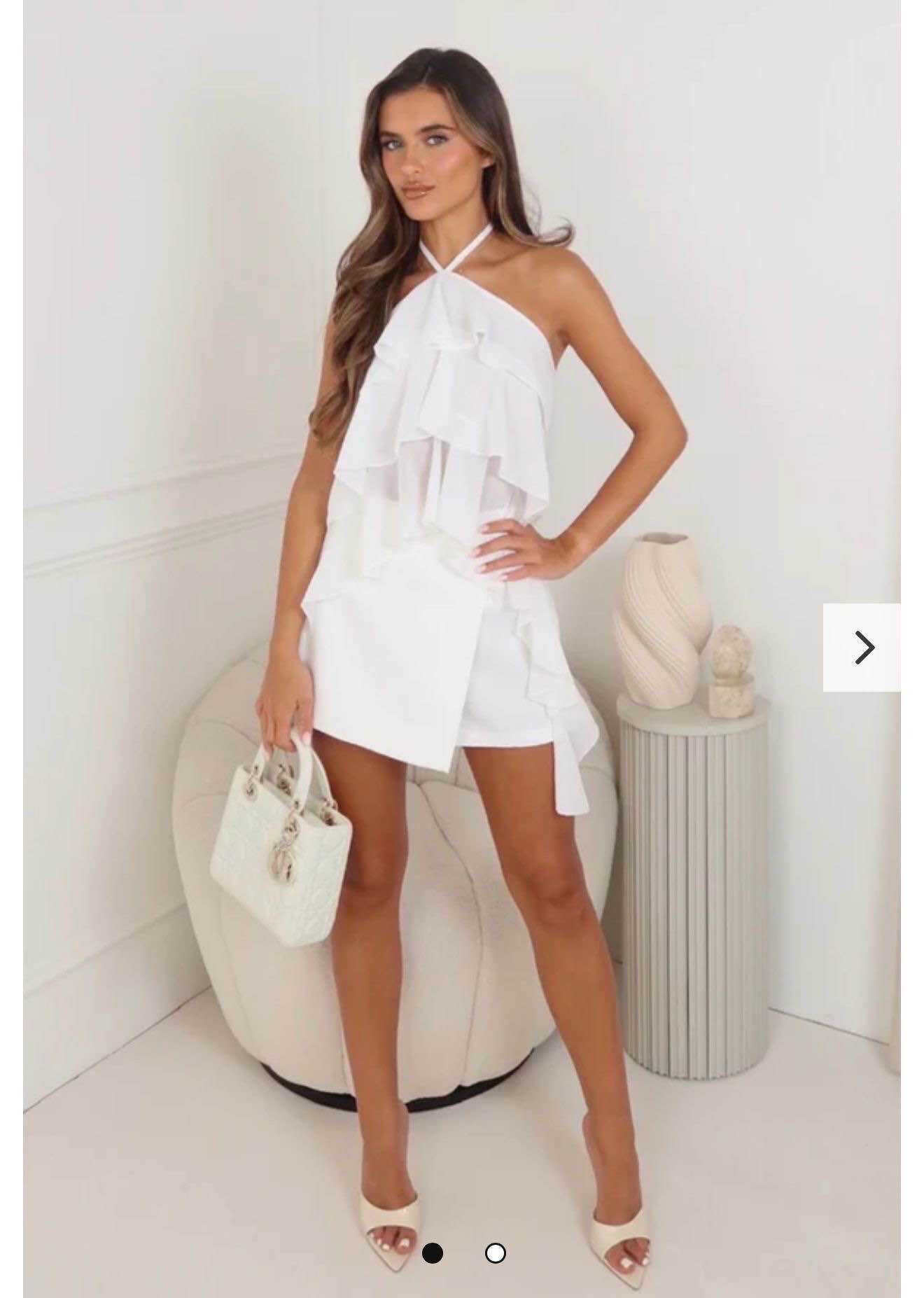 Light ruffled top, 100% polyester, ideal for summer, made in Italy, Spring/Summer 2025 collection.
