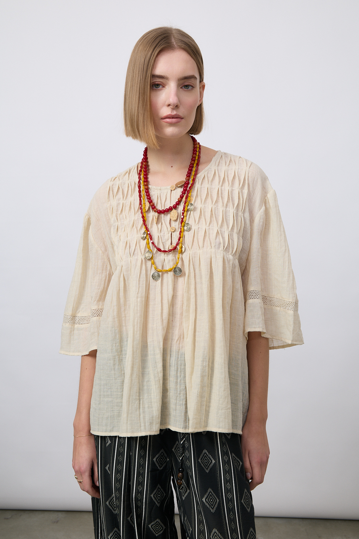 Wholesaler WIYA SRL - Bohemian-style shirt with embroidery on the chest