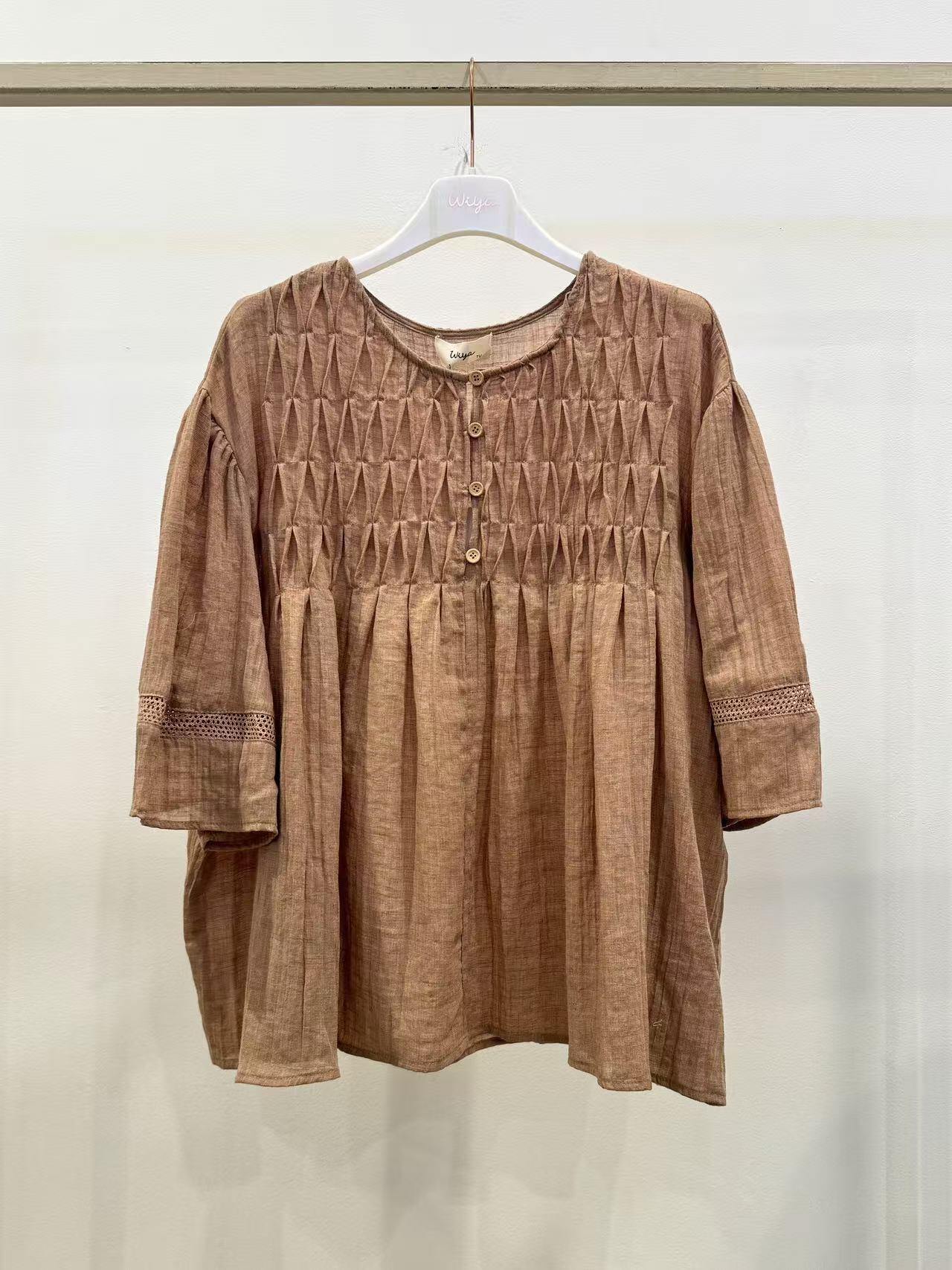 Großhändler WIYA SRL - Boho-Stil Hemd mit Stickerei auf der Brust