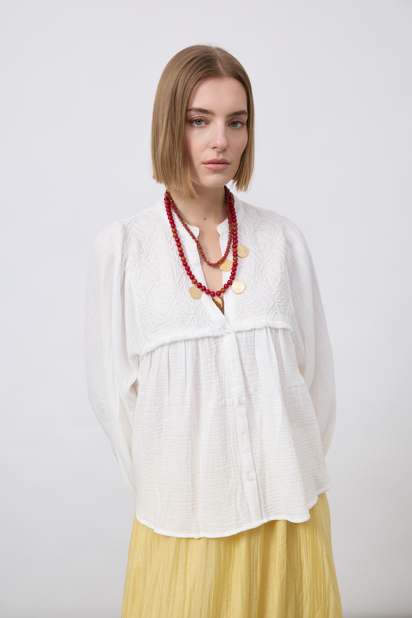 Mayorista WIYA SRL - Camisa de muselina de algodón con bordados