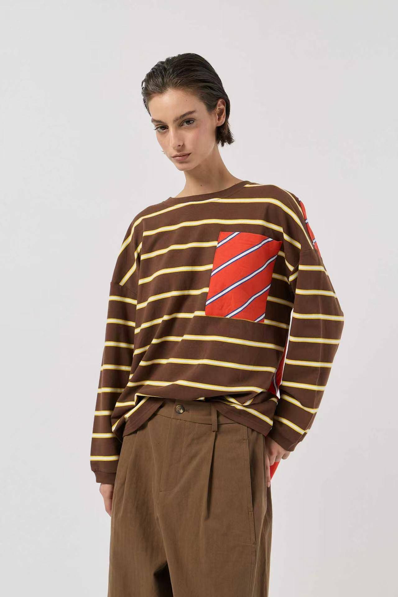 Wholesaler WIYA SRL - Striped sweater with pocket