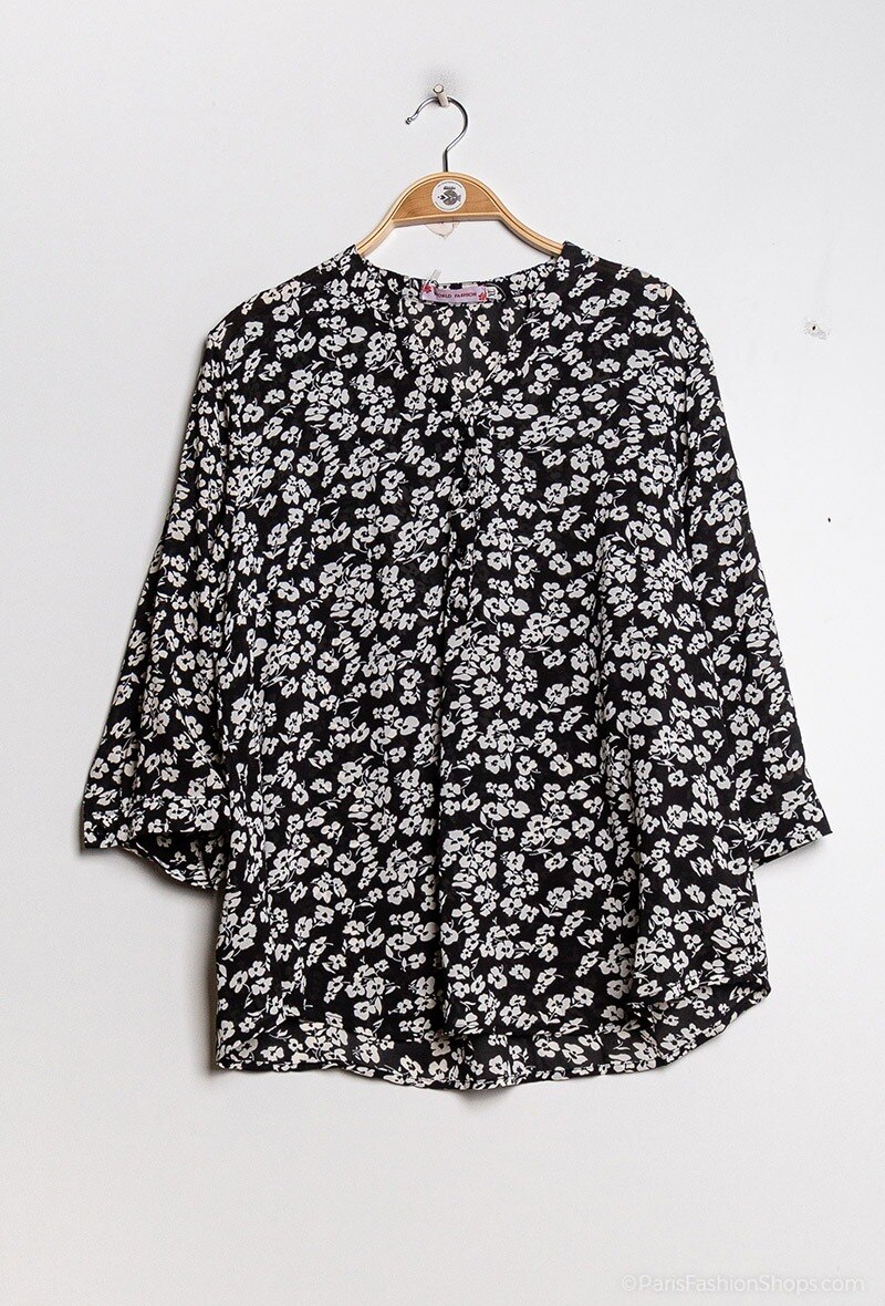 Grossiste World Fashion - Blouse fluide & casual GT manches 3/4 - Imprimé petites fleurs