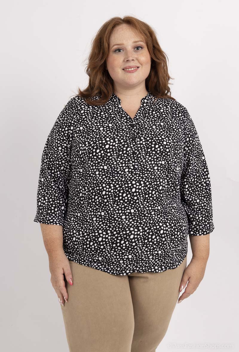 Mayorista World Fashion - Blusa GT fluida y casual con mangas 3/4 - Estampado de pequeños puntos