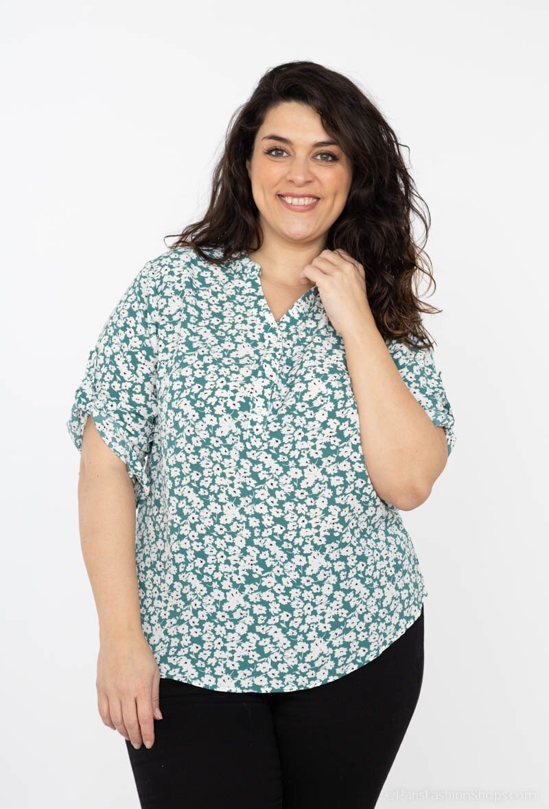 Grossiste World Fashion - Blouse fluide & casual GT manches 3/4 - Imprimé fleuri