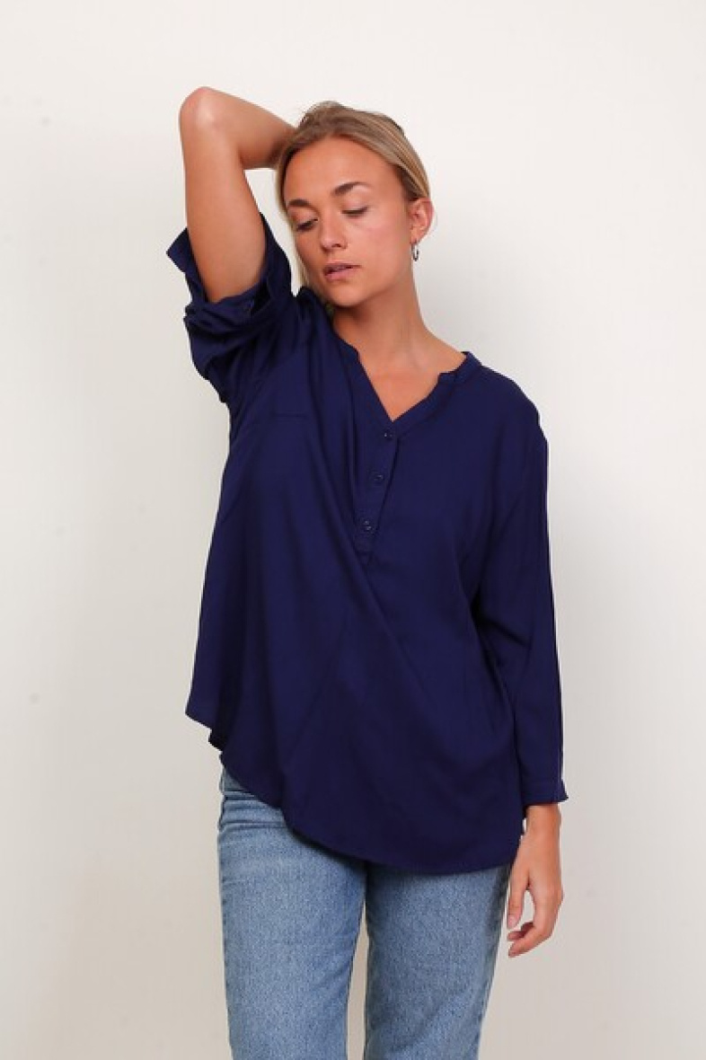 Grossiste World Fashion - Blouse fluide & casual GT manches 3/4 - Uni