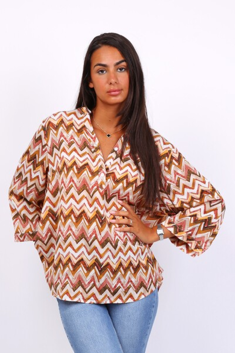 Grossiste World Fashion - Blouse fluide & casual GT manches 3/4 - Imprimé