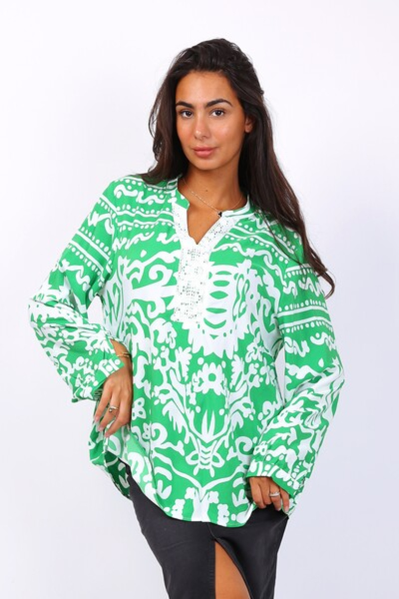 Grossiste World Fashion - Blouse fluide & casual GT manches longues - Imprimé