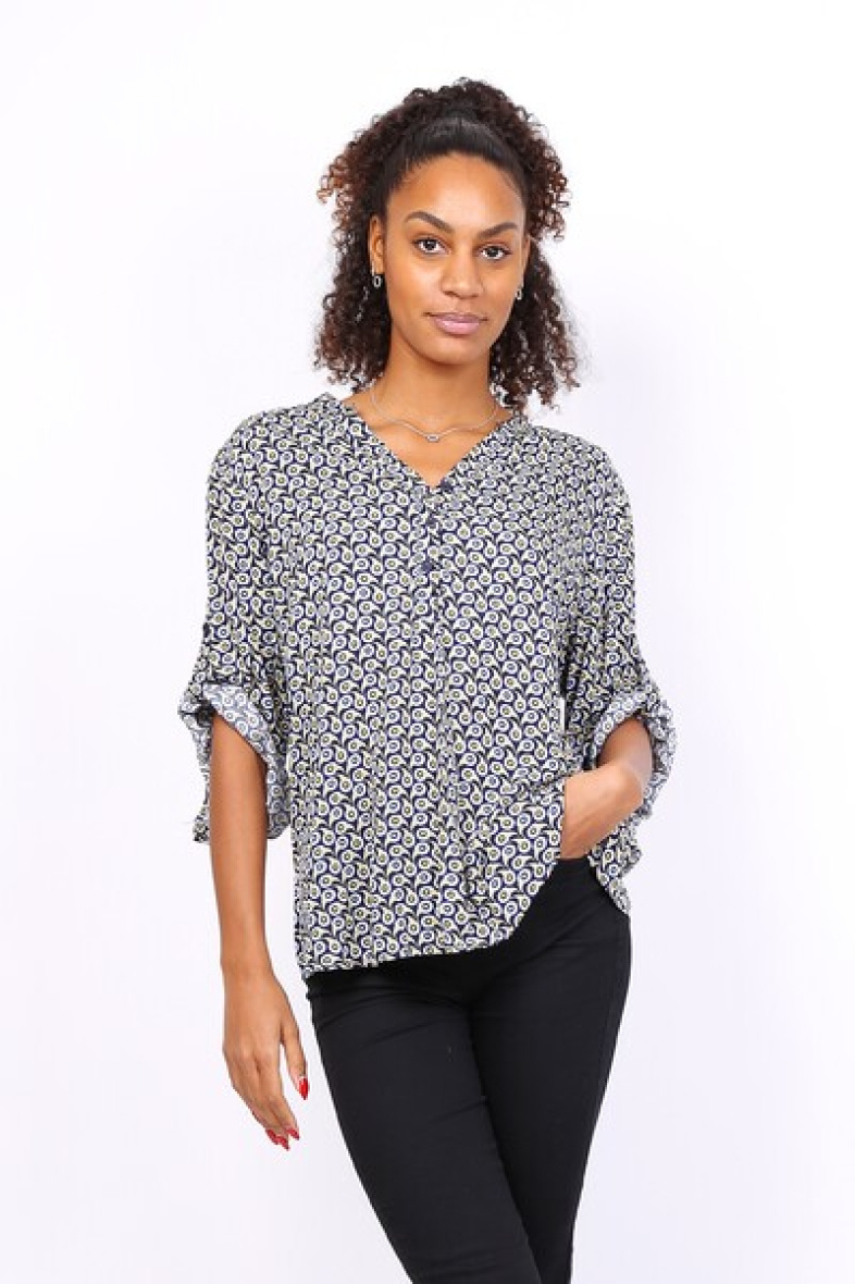 Mayorista World Fashion - Blusa fluida y casual con mangas 3/4 - Estampado