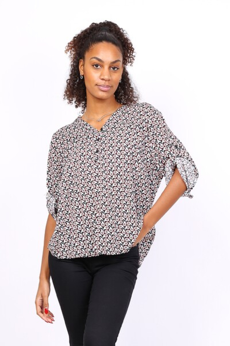 Großhändler World Fashion - Fließende & lässige Bluse mit 3/4-Ärmeln - Bedruckt