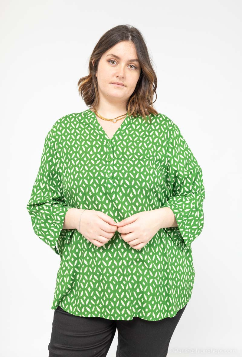 Wholesaler World Fashion - Flowy & casual GT blouse with 3/4 sleeves - Geometric print
