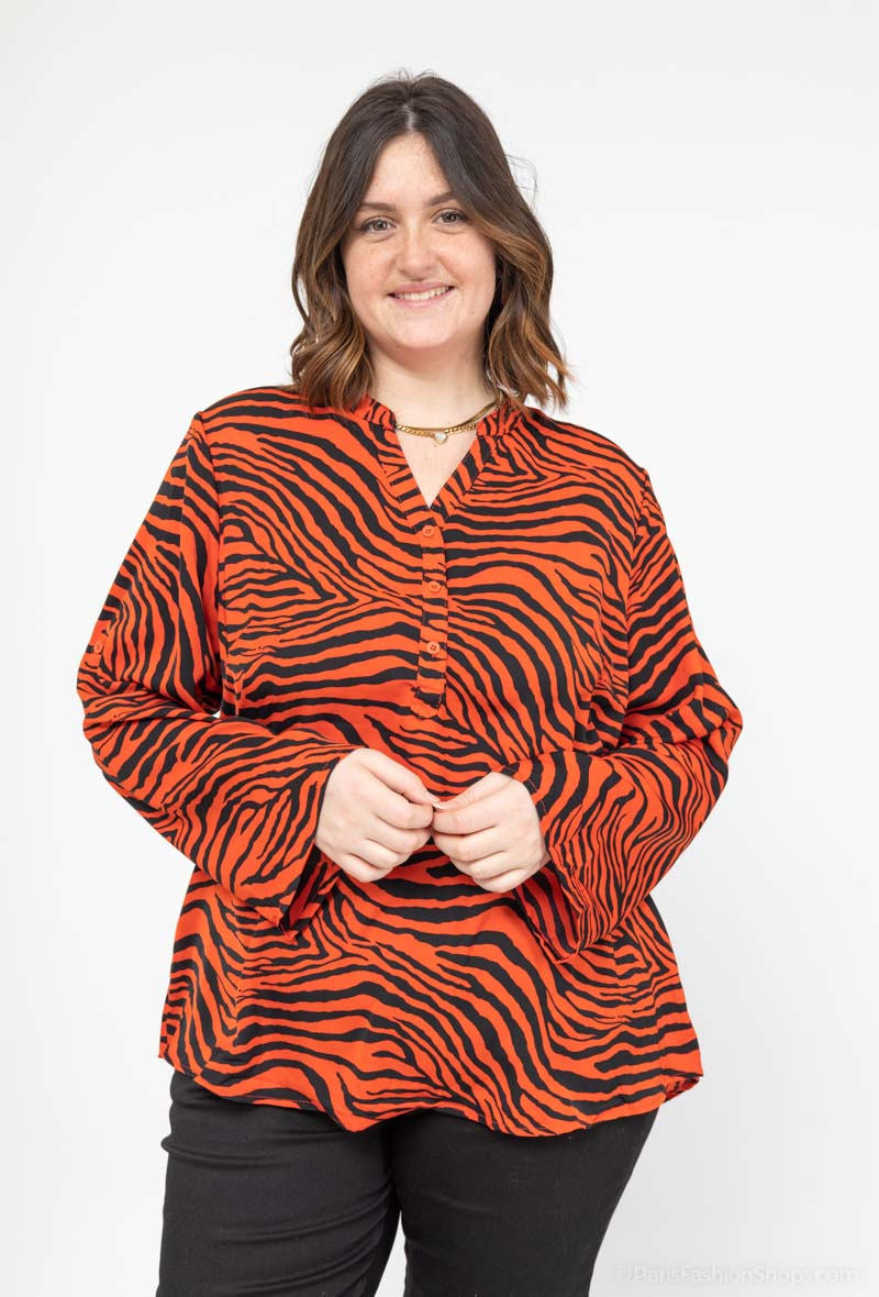 Wholesaler World Fashion - Flowy & casual GT long-sleeved blouse - Zebra print