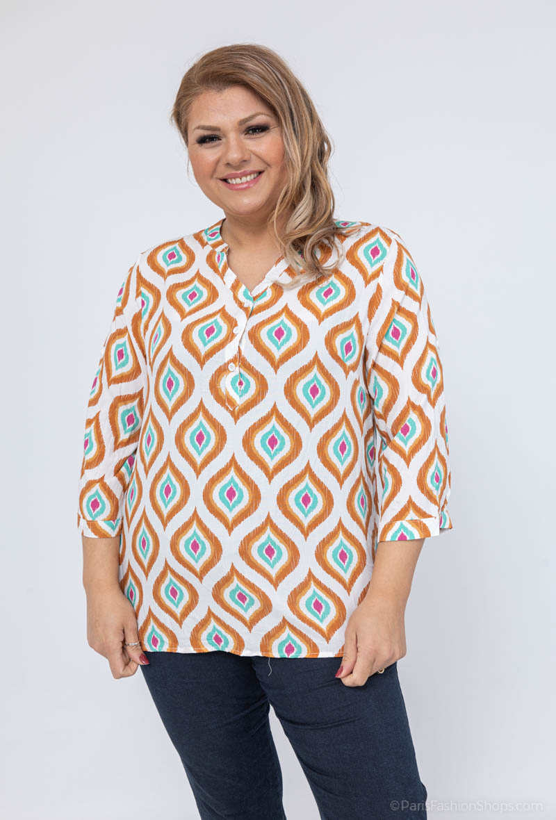 Grossiste World Fashion - Blouse fluide & casual GT manches 3/4 - Imprimé