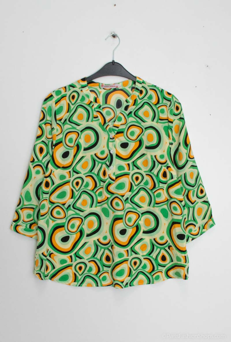 Grossiste World Fashion - Blouse fluide & casual GT manches 3/4 - Imprimé