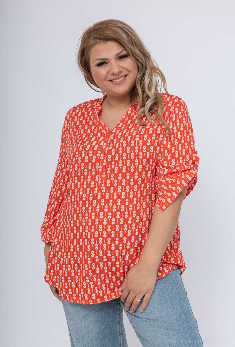 Grossiste World Fashion - Blouse fluide & casual GT manches 3/4 - Imprimé