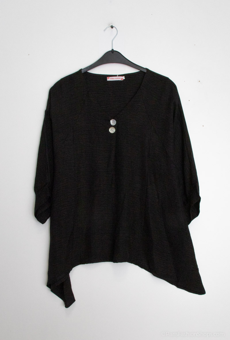Grossiste World Fashion - Blouse fluide & casual GT manches 3/4 - Uni