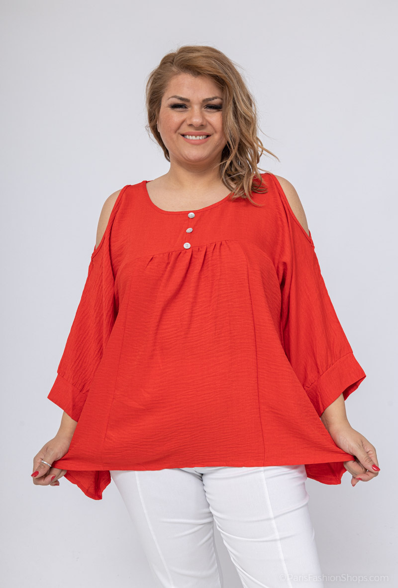 Grossiste World Fashion - Blouse fluide & casual GT manches 3/4 - Uni