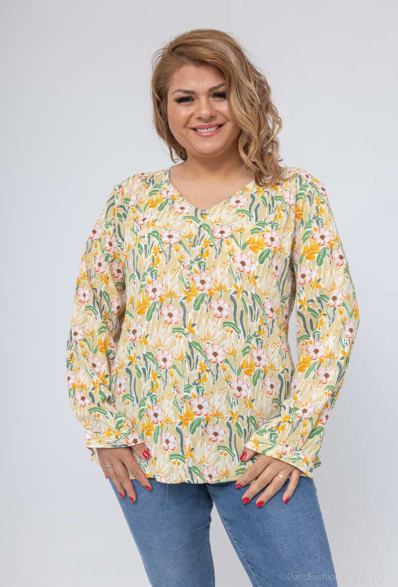 Grossiste World Fashion - Blouse fluide & casual GT manches longues - Imprimé fleurs