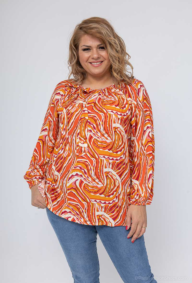 Grossiste World Fashion - Blouse fluide & casual GT manches longues - Imprimé