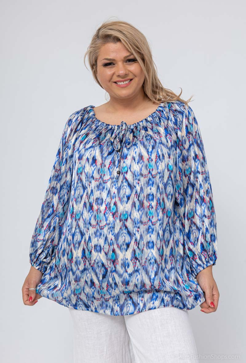 Grossiste World Fashion - Blouse fluide & casual GT manches longues avec dorure - Imprimé