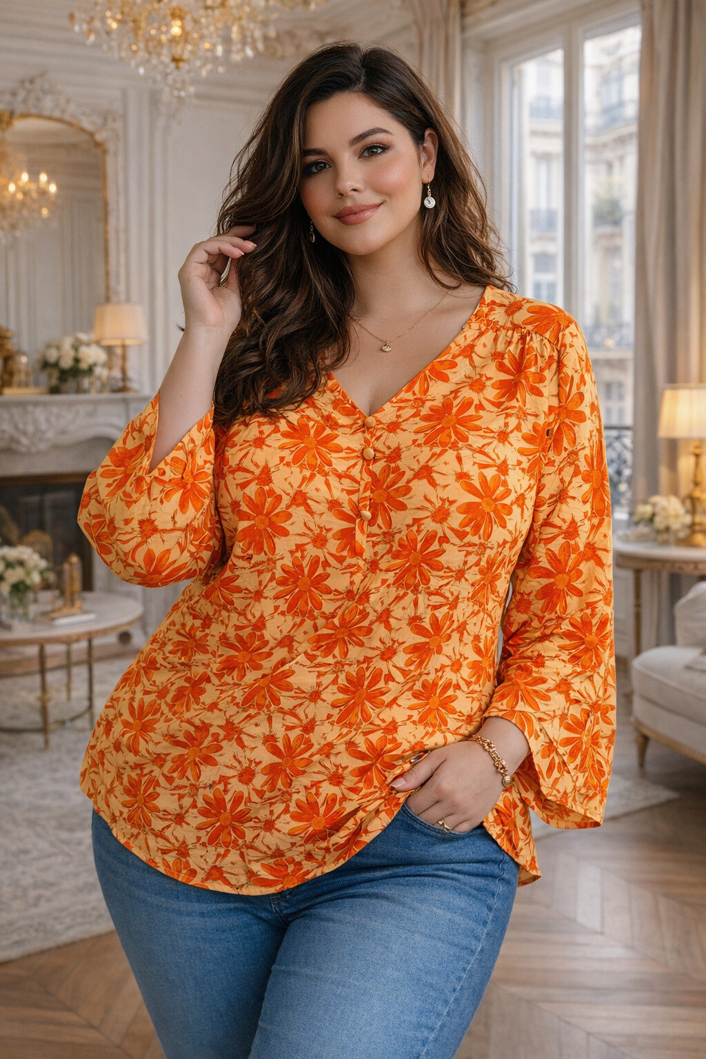Grossista World Fashion - Blusa Donna Taglia Grande a Maniche Lunghe – Elegante e Confortevole