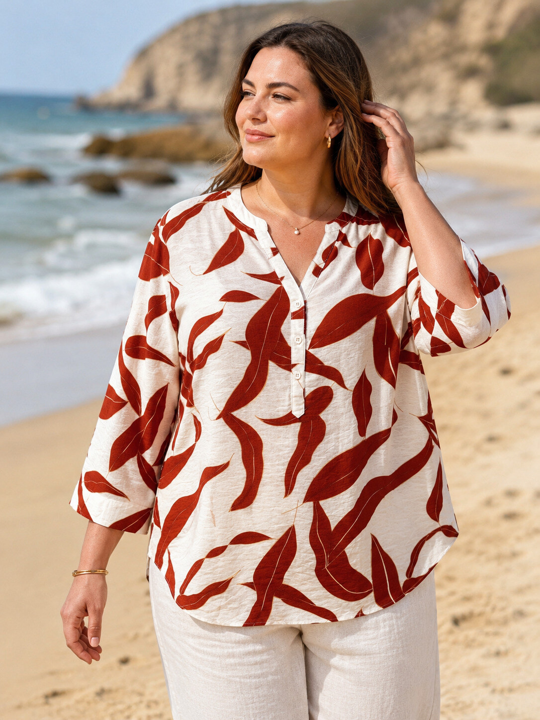 Grossista World Fashion - Blusa Donna Taglia Grande con Maniche 3/4 – Elegante e Confortevole