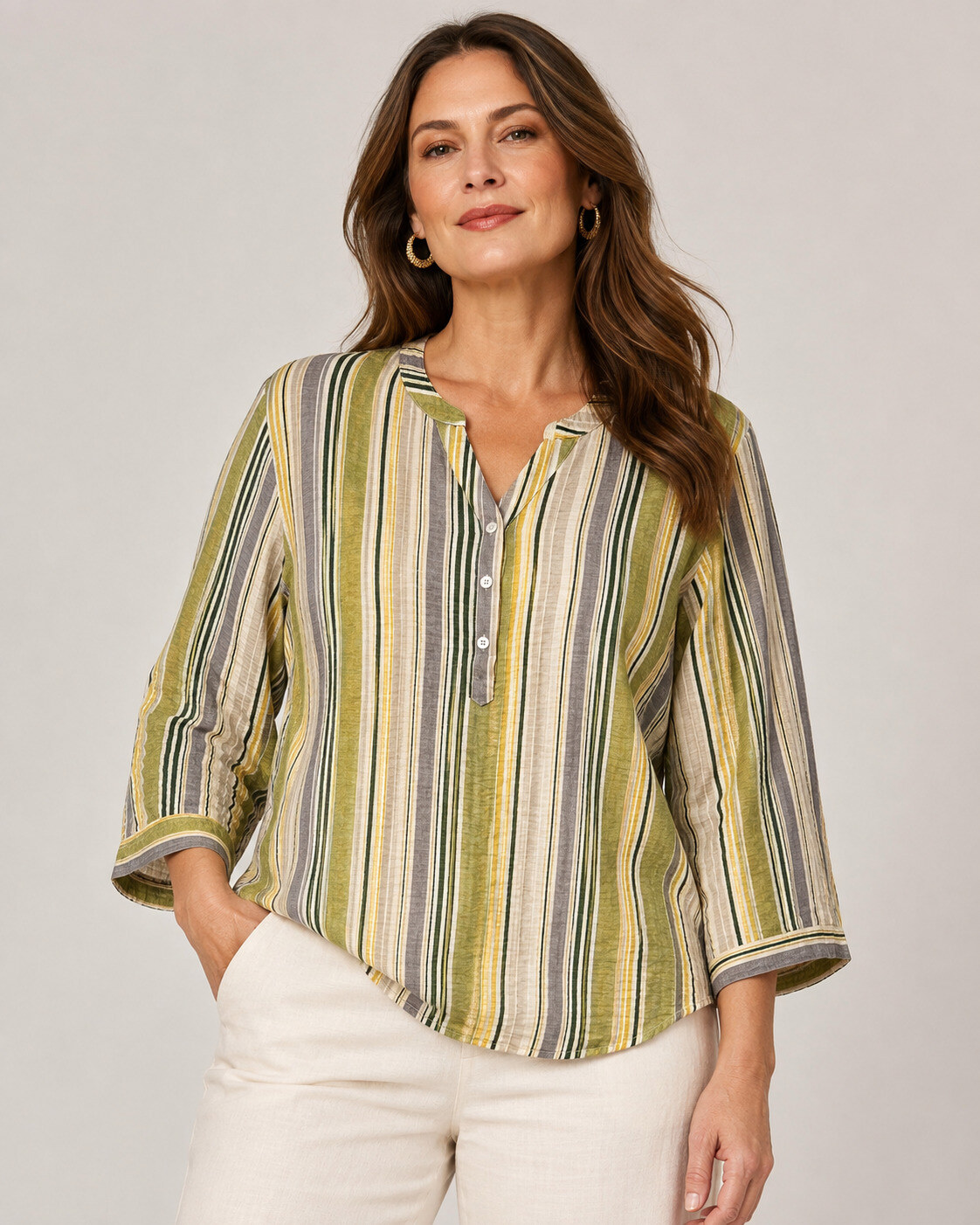 Grossiste World Fashion - Blouse fluide & casual Grande Taille manches 3/4