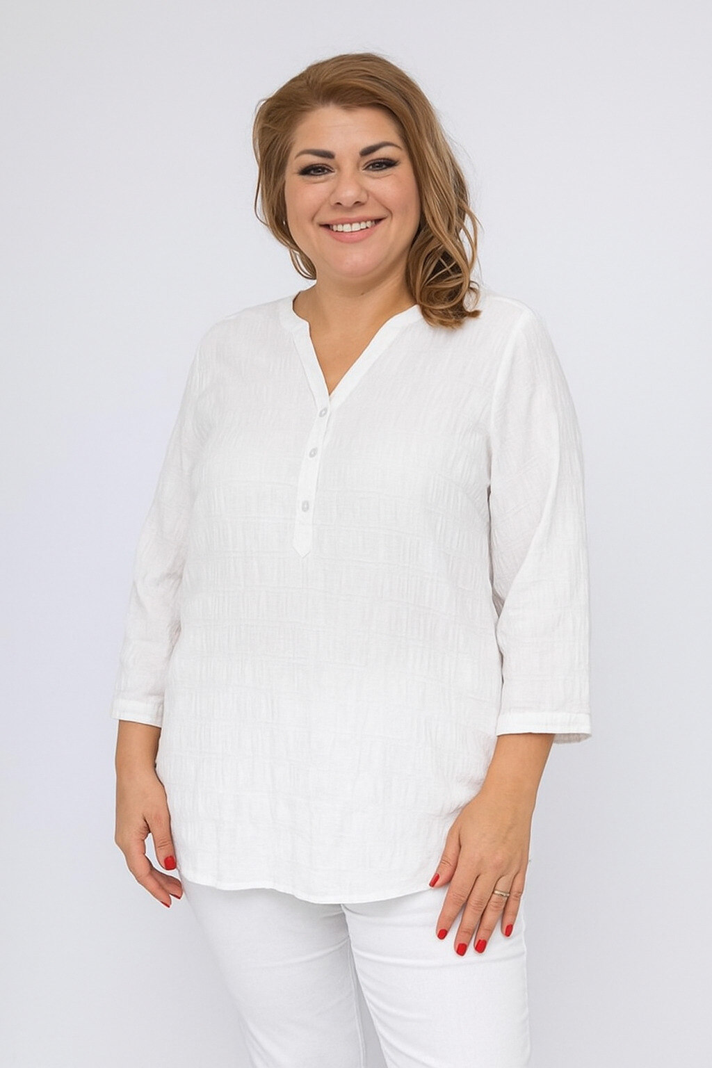 Großhändler World Fashion - Fließende & lässige GT-Bluse mit 3/4-Ärmeln - Uni