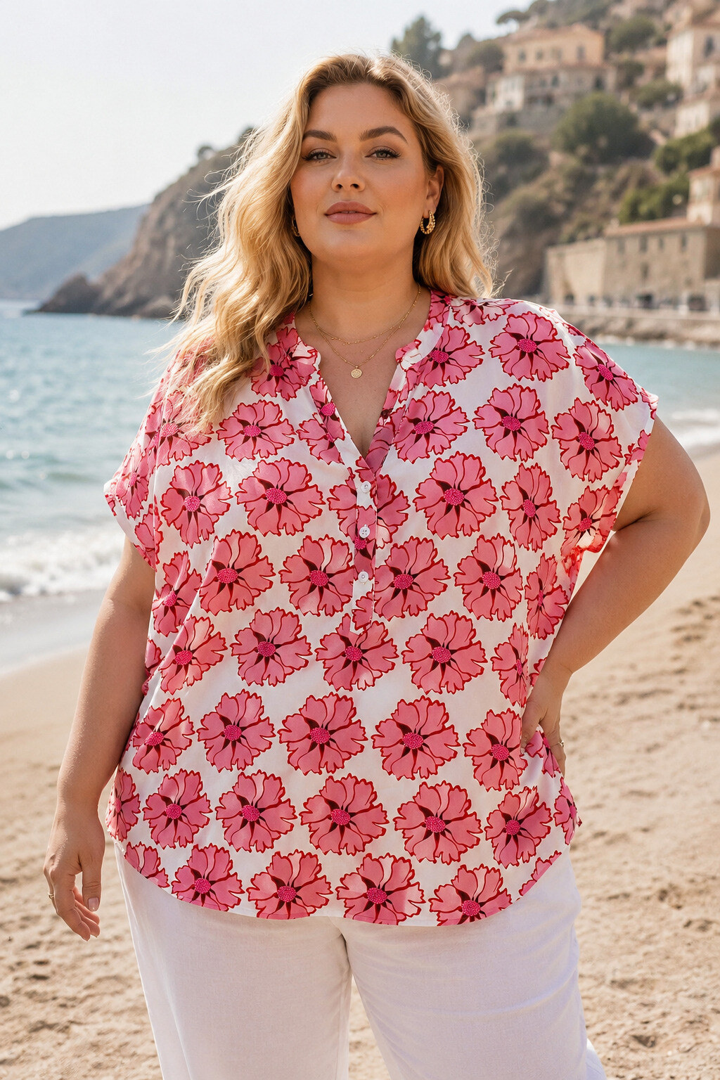 Grossista World Fashion - Blusa Donna Taglie Forti a Maniche Corte – Elegante e Confortevole