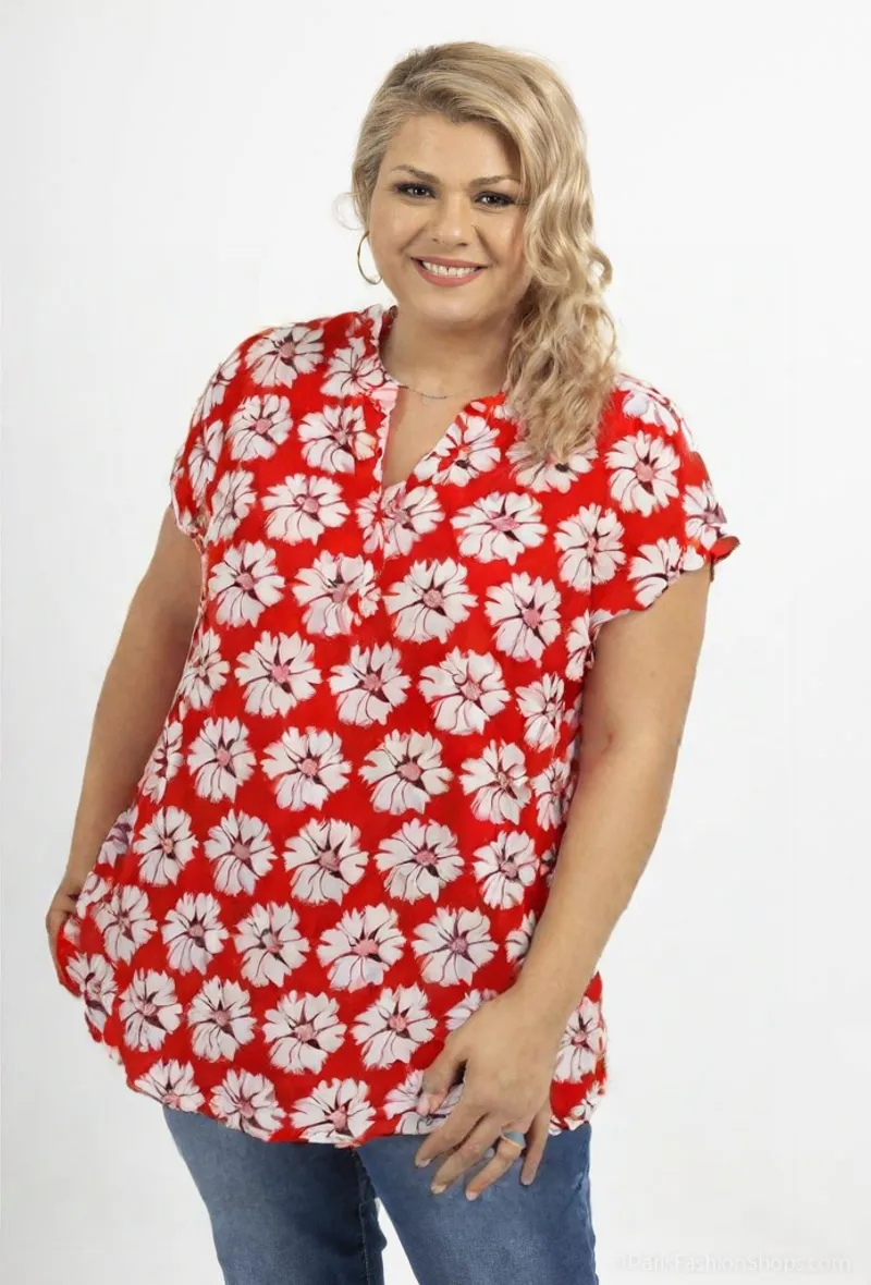 Großhändler World Fashion - Große Frauenbluse Kurzarm - elegant und komfortabel