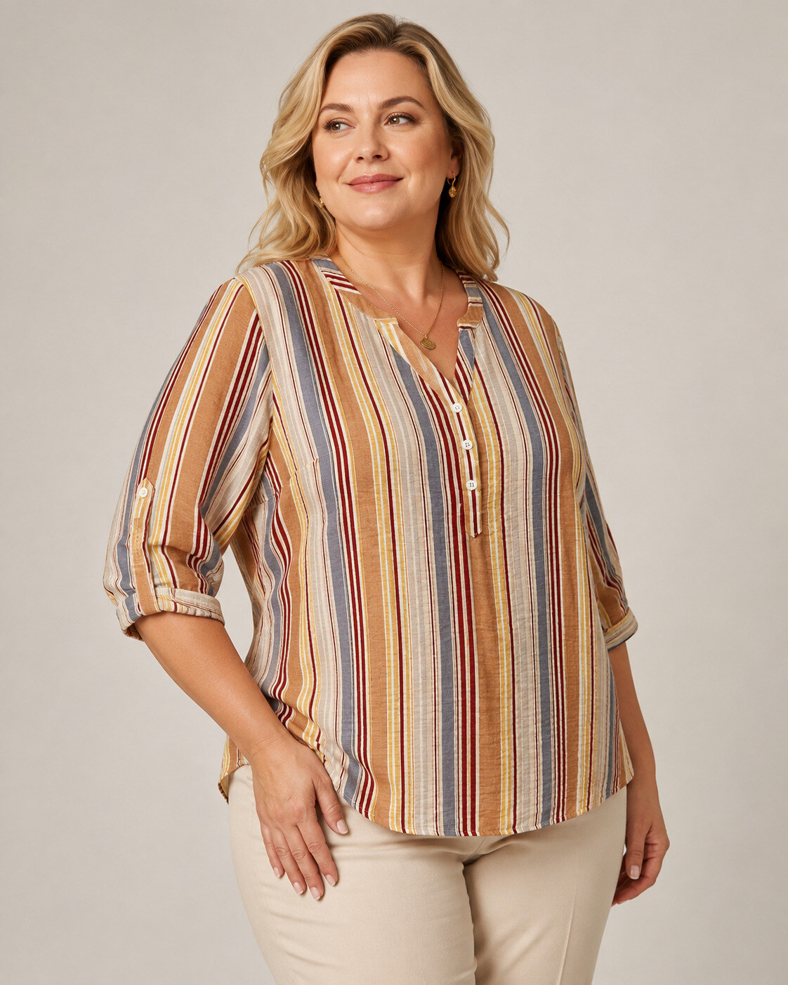 Grossiste World Fashion - Blouse fluide & casual Grande Taille manches 3/4