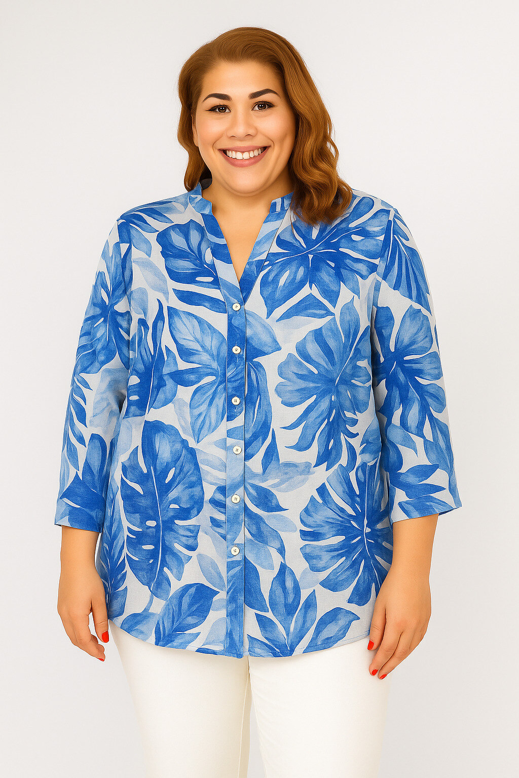 Mayorista World Fashion - Blusa de Rayón para Mujer de Talla Grande con Mangas 3/4 - Elegante y Cómoda