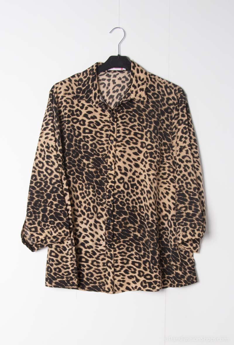 Wholesaler World Fashion - Fluid & casual GT 3/4 sleeve shirt - Leopard print