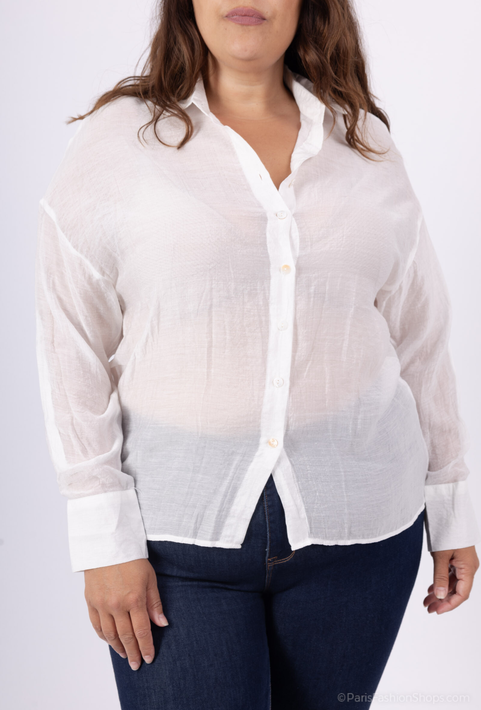 Großhändler World Fashion - Rayon Hemd Damen Übergröße Langarm - Elegant und Bequem
