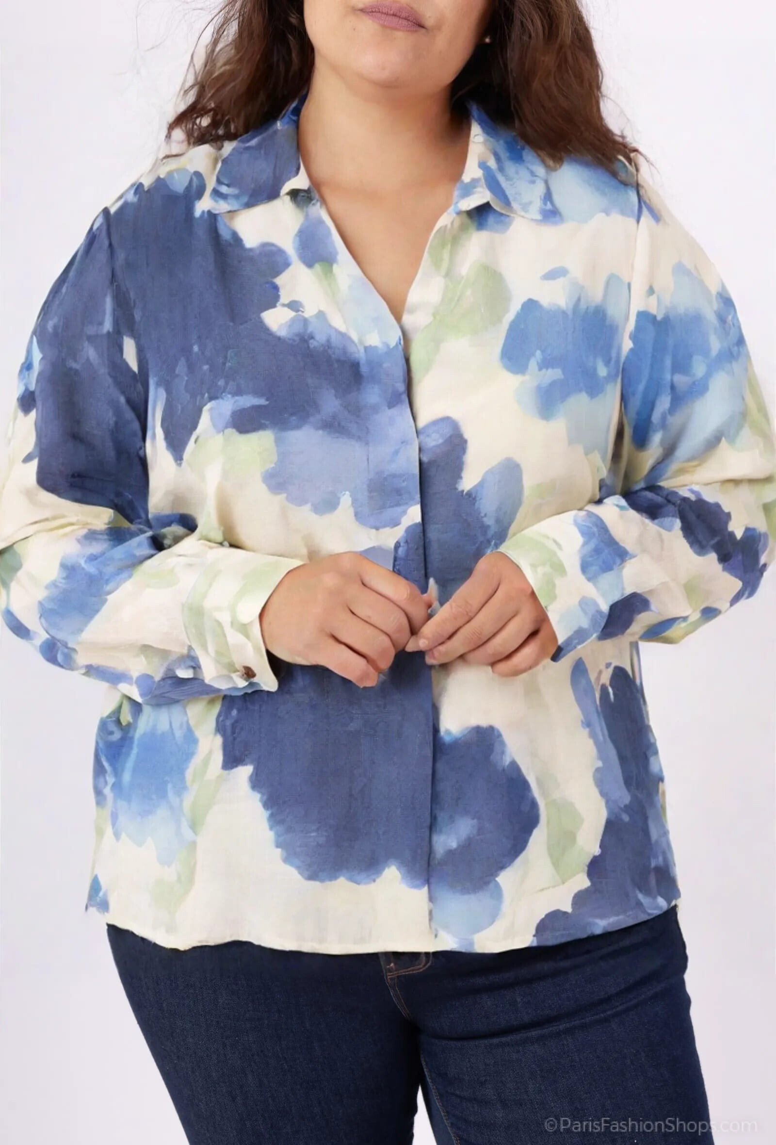 Großhändler World Fashion - Rayon Hemd Damen Große Größe Langarm - Elegant und Bequem